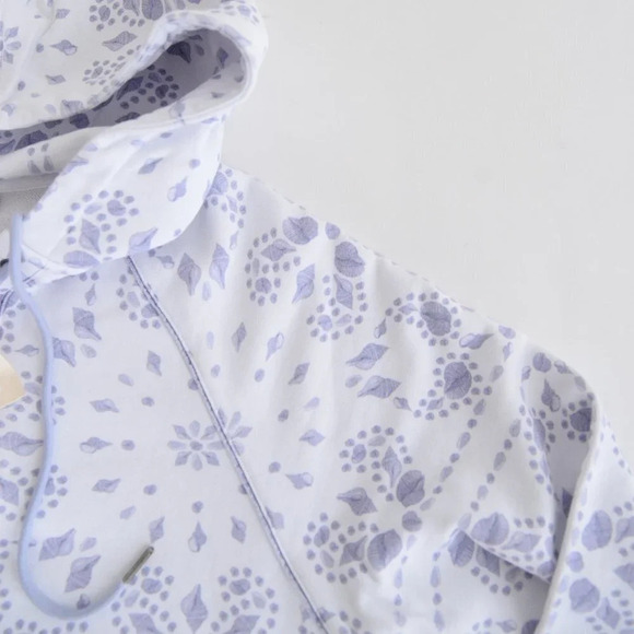 SER.O.YA Foster Hoodie Pullover Sweater White & Purple Floral  M NWT - Picture 10 of 14